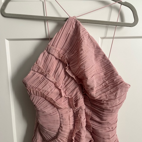 Chic One-Shoulder Pink Ruffle Dress - Picture 7 of 8